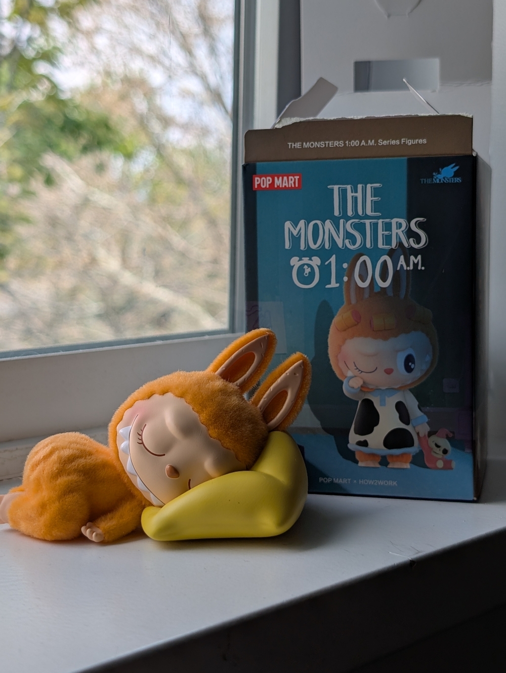 POP MART The Monsters 01:00 A.M. Orange Bunny Figure with Yellow Pillow